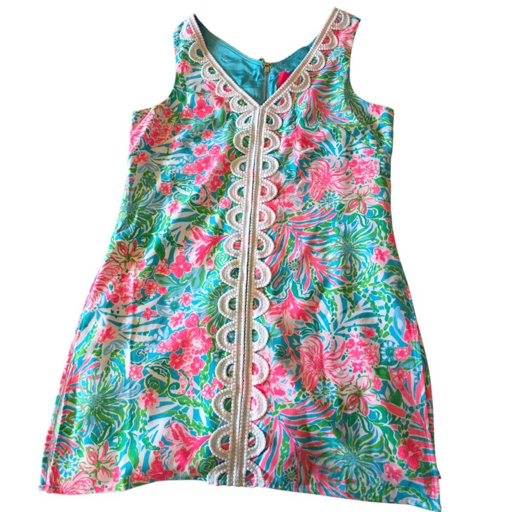 Lilly Pulitzer Ronnie Shift Romper Dress Leaf It Wild Amalfi Blue Size 10 - Picture 7 of 16